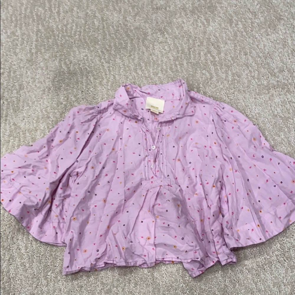 Maeve Anthropologie wide sleeve crop top Small.